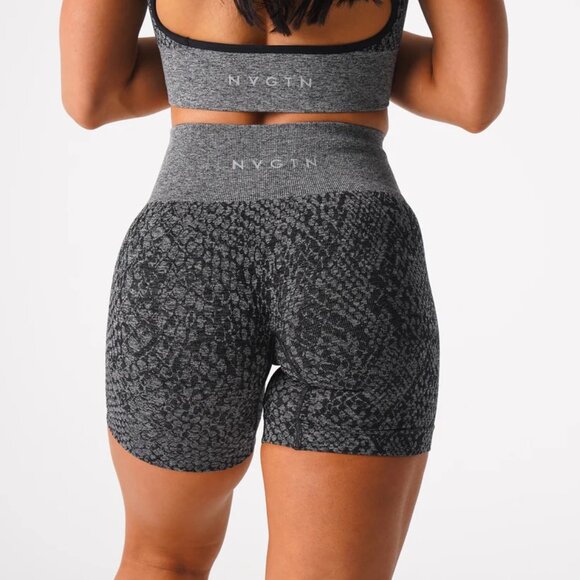 NVGTN Black Speckled Snakeskin Seamless Shorts - Picture 2 of 3